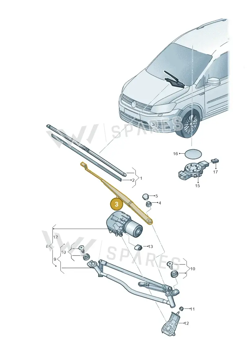 2K1955409C — Volkswagen Caddy kombi (2015-2020) diagram 866955000, position 3