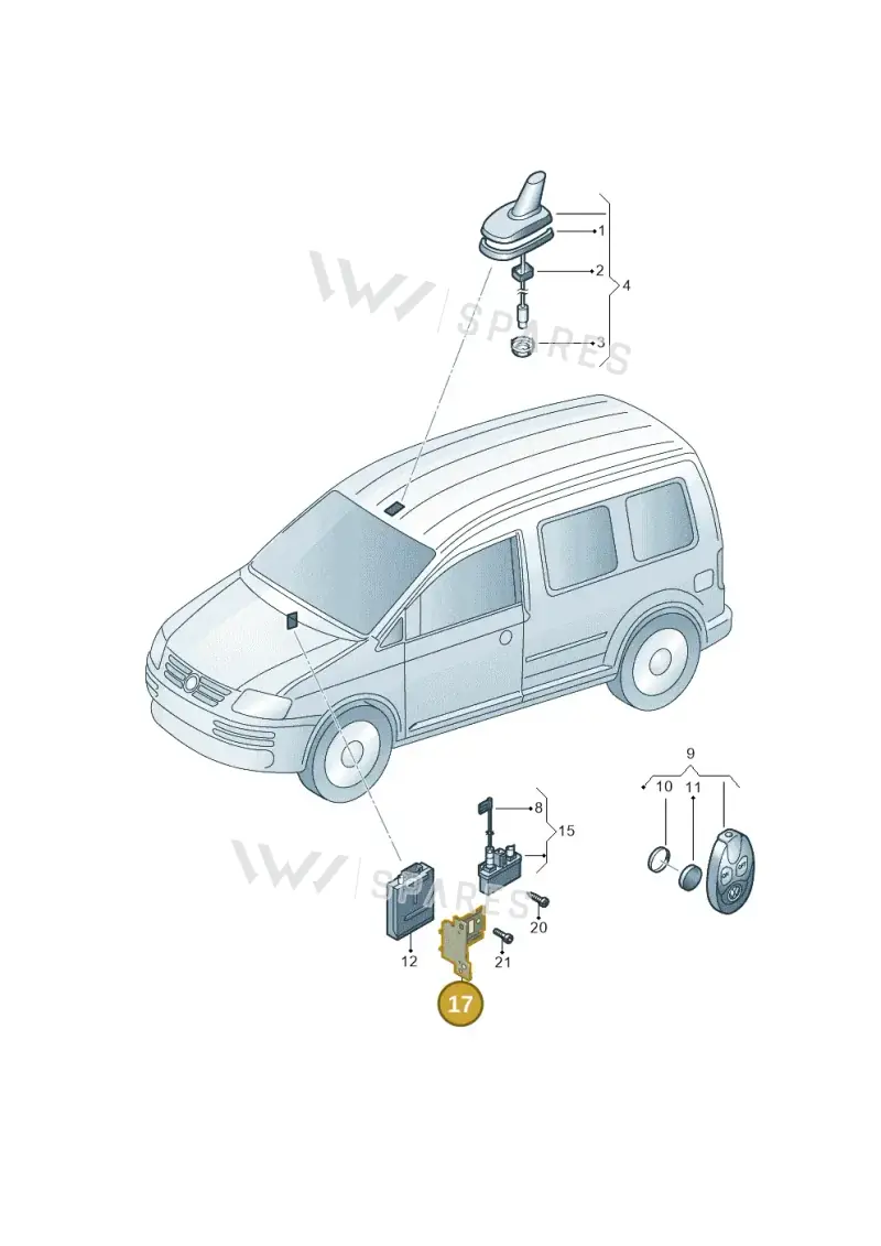 2K1971502 — Volkswagen Caddy Maxi Kombi (2010-2015) diagram 443963200, position 17