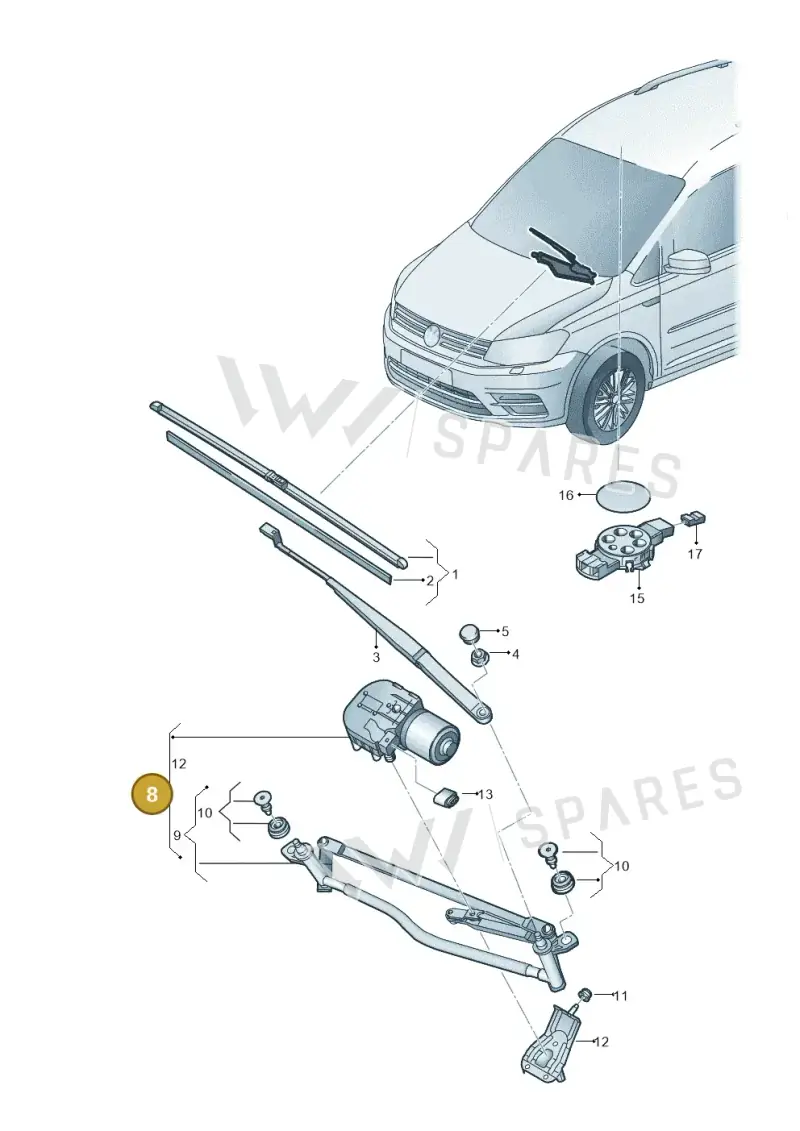 2K2955023J — Volkswagen Caddy (2015-2020) diagram 866955000, position 8