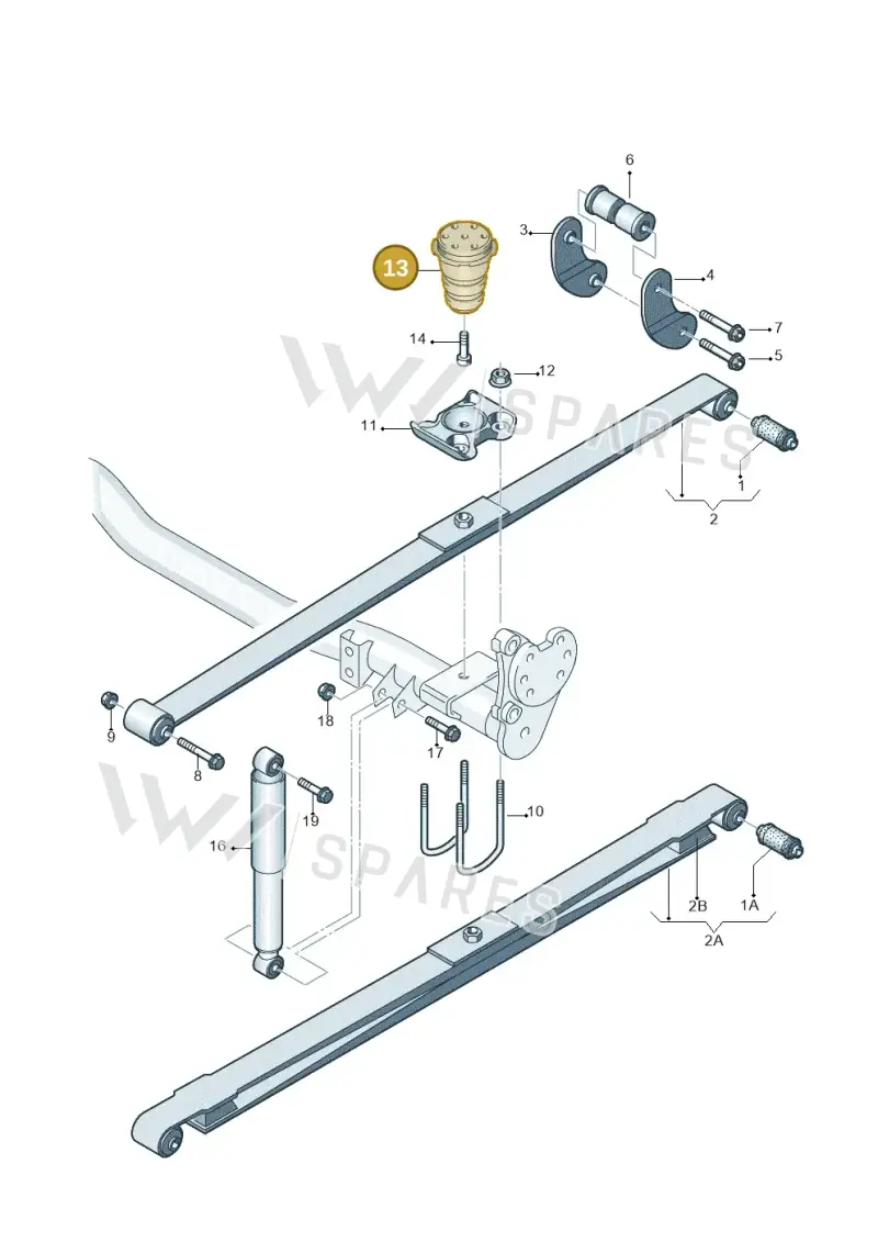 2K3511153B — Volkswagen Caddy Maxi Kombi (2010-2015) diagram 443511000, position 13