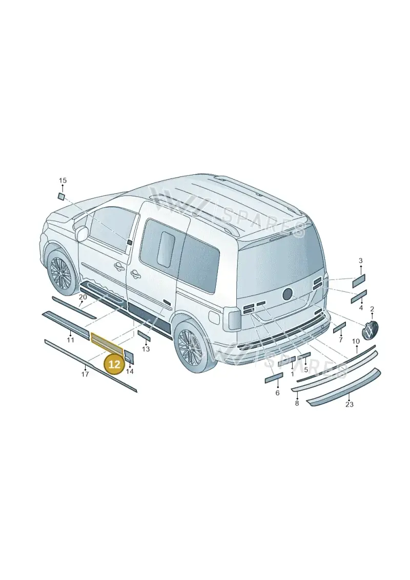 2K3853413AVR2 — Volkswagen Caddy (2015-2020) diagram 866853500, position 12