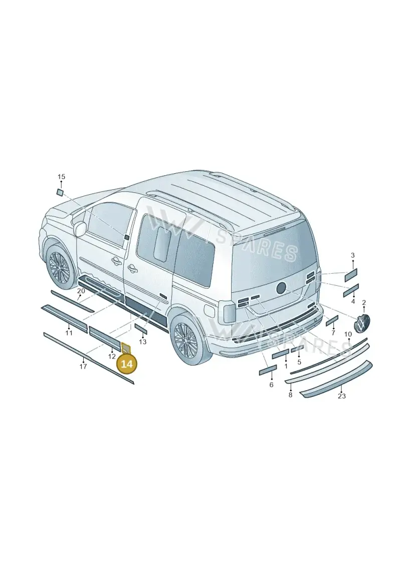 2K3853413BVR2 — Volkswagen Caddy kombi (2015-2020) diagram 866853500, position 14
