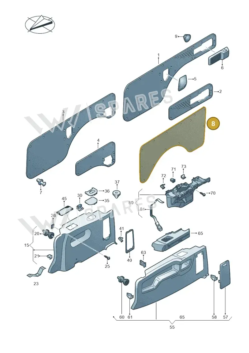 2K3867482ATZ6 — Volkswagen Caddy (2015-2020) diagram 443867300, position 8