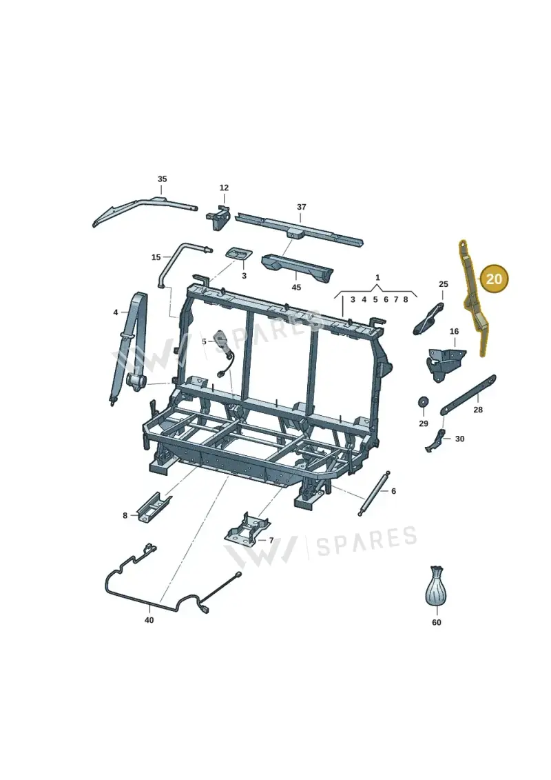 2K4885574A — Volkswagen Caddy Maxi Kombi (2020-2024) diagram 2ka884000, position 20