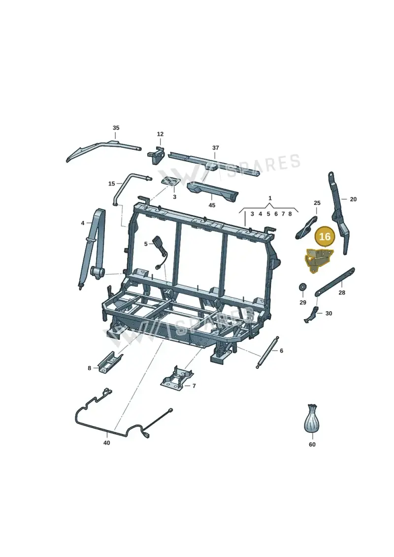 2K4885732B — Volkswagen Caddy Maxi Kombi (2020-2024) diagram 2ka884000, position 16