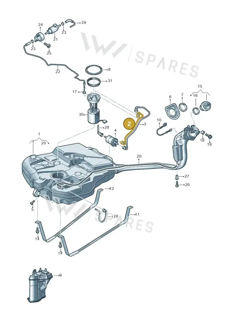 2K5201293 — Volkswagen Caddy kombi (2015-2020) diagram 866201042, position 2