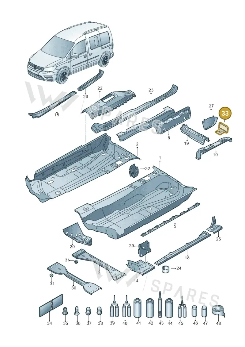 2K5801984B — Volkswagen Caddy kombi (2015-2020) diagram 866803100, position 33