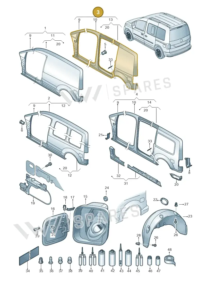 2K5809604E — Volkswagen Caddy kombi (2015-2020) diagram 866809300, position 3