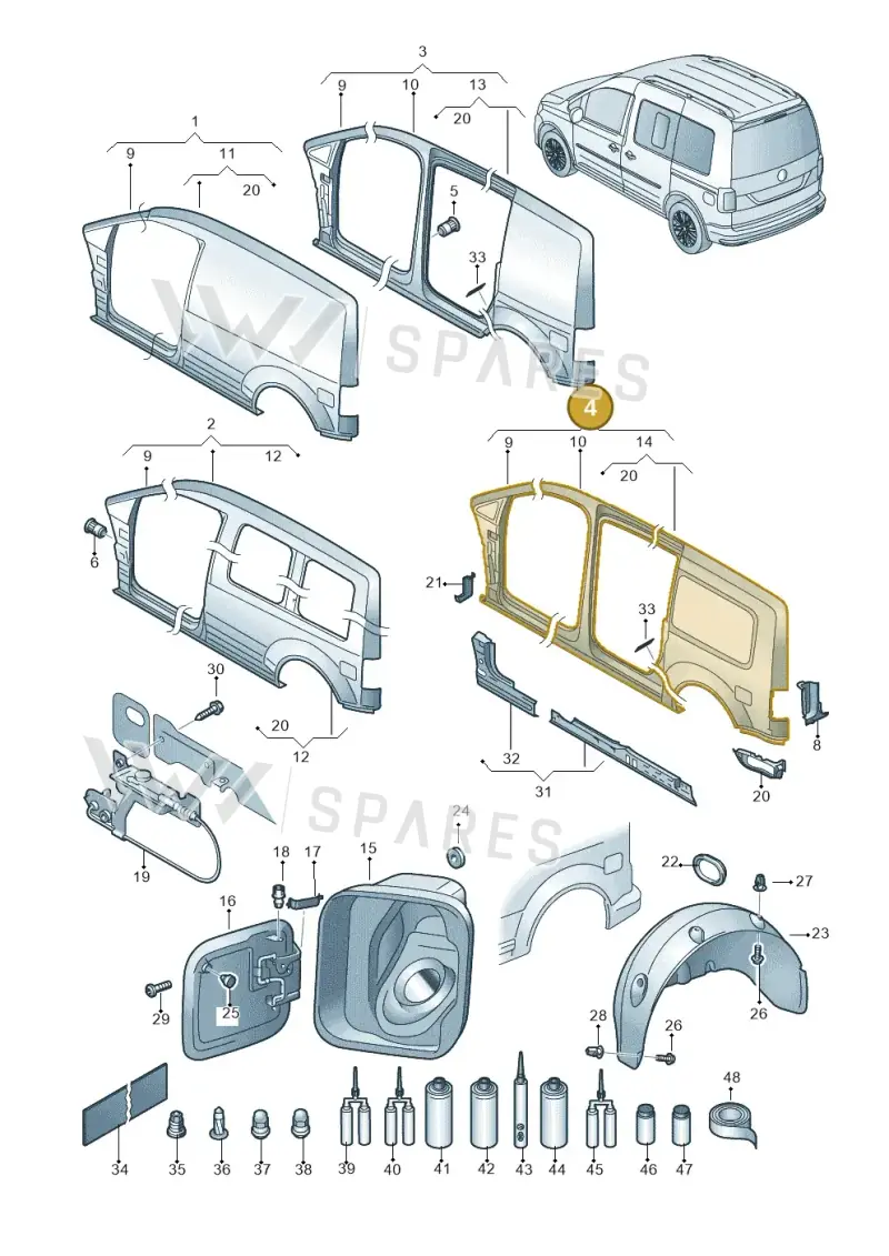 2K5809604G — Volkswagen Caddy kombi (2015-2020) diagram 866809300, position 4