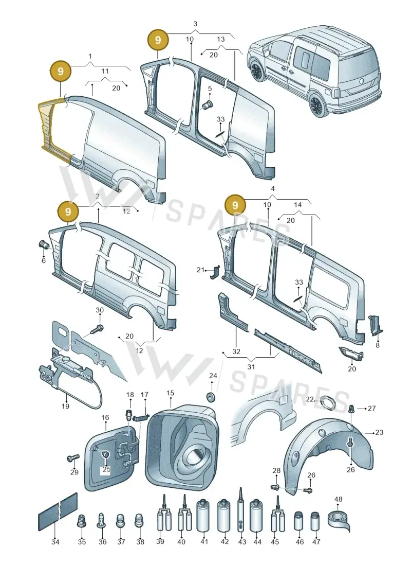 2K5809835 — Volkswagen Caddy kombi (2015-2020) diagram 866809300, position 9