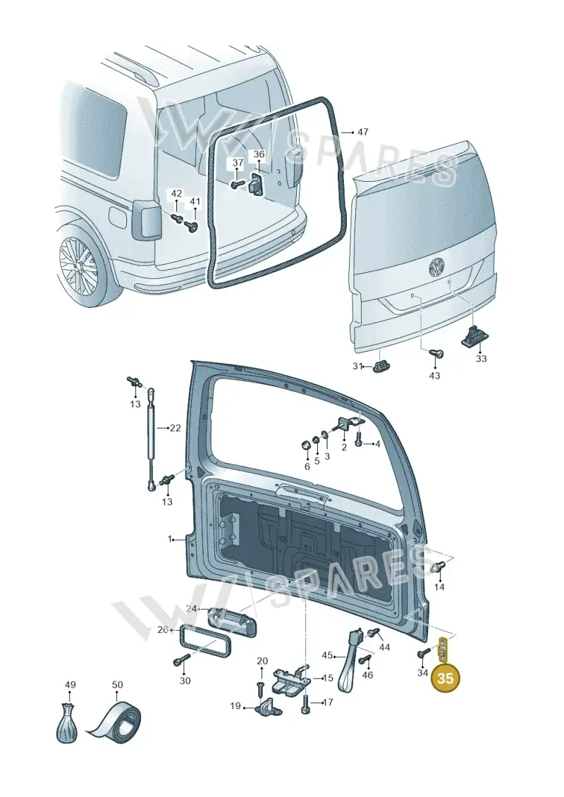 2K5827679 — Volkswagen Caddy kombi (2015-2020) diagram 866827000, position 35
