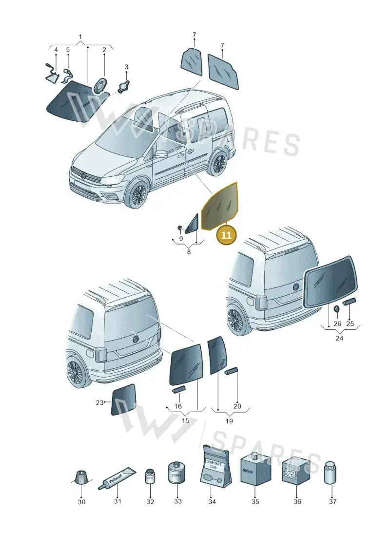 2K5845201A — Volkswagen Caddy (2015-2020) diagram 866845000, position 11