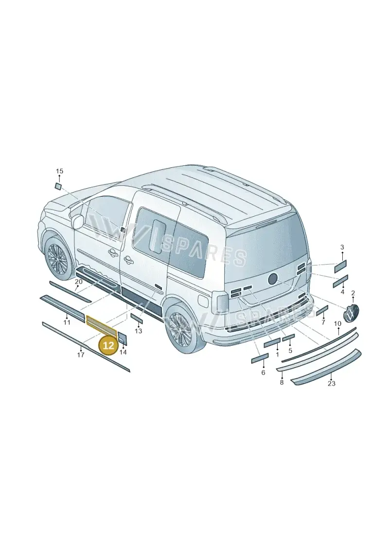 2K5853414DVR2 — Volkswagen Caddy kombi (2015-2020) diagram 866853500, position 12