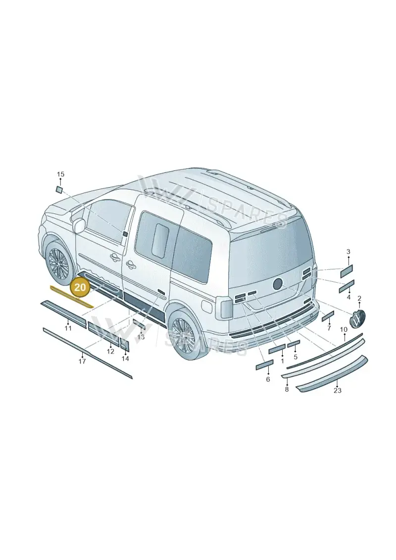 2K5853537DNA3 — Volkswagen Caddy (2015-2020) diagram 866853500, position 20