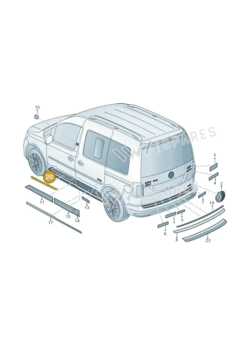 2K5853537EAC6 — Volkswagen Caddy (2015-2020) diagram 866853500, position 20