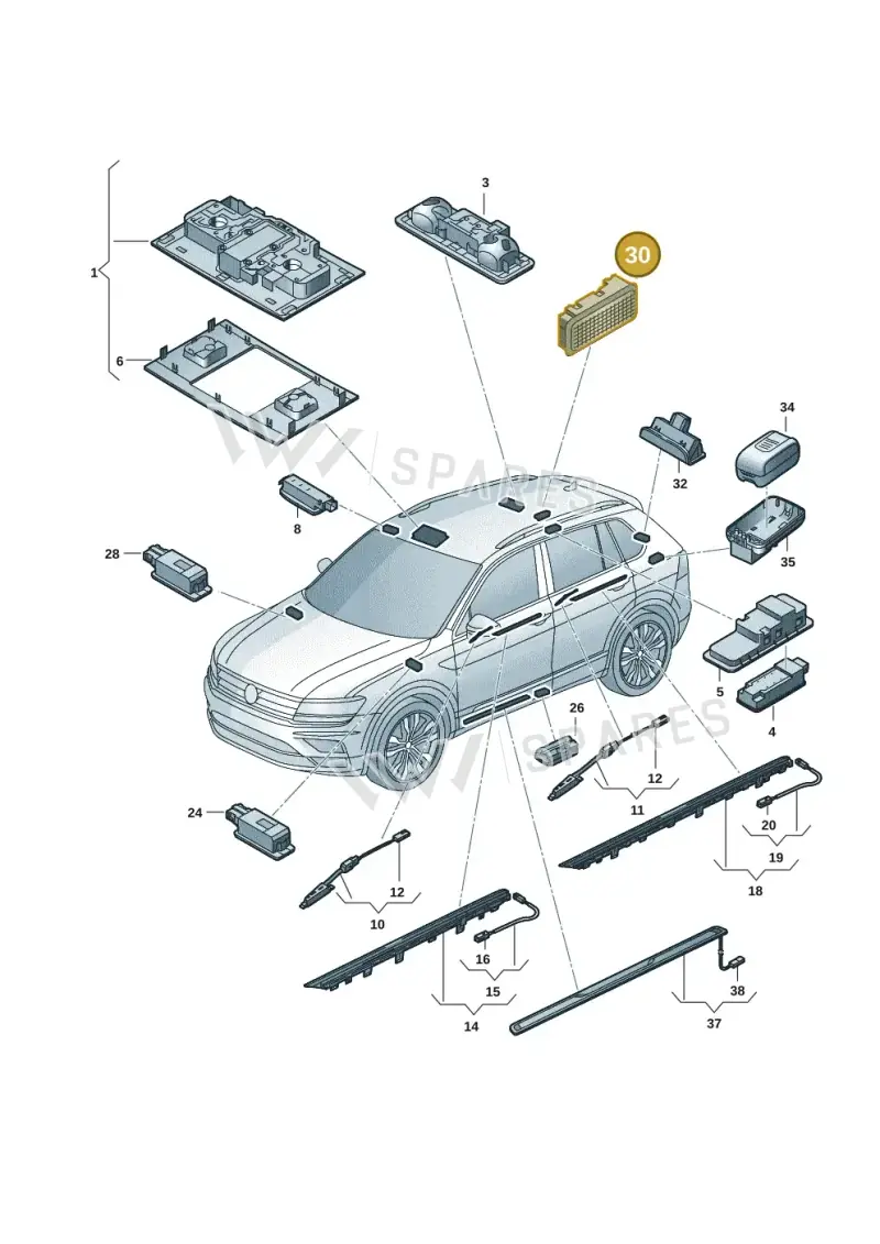 2K5947101B — Volkswagen Tiguan 2.0 4Motion (2016-2024) diagram 884947002, position 30