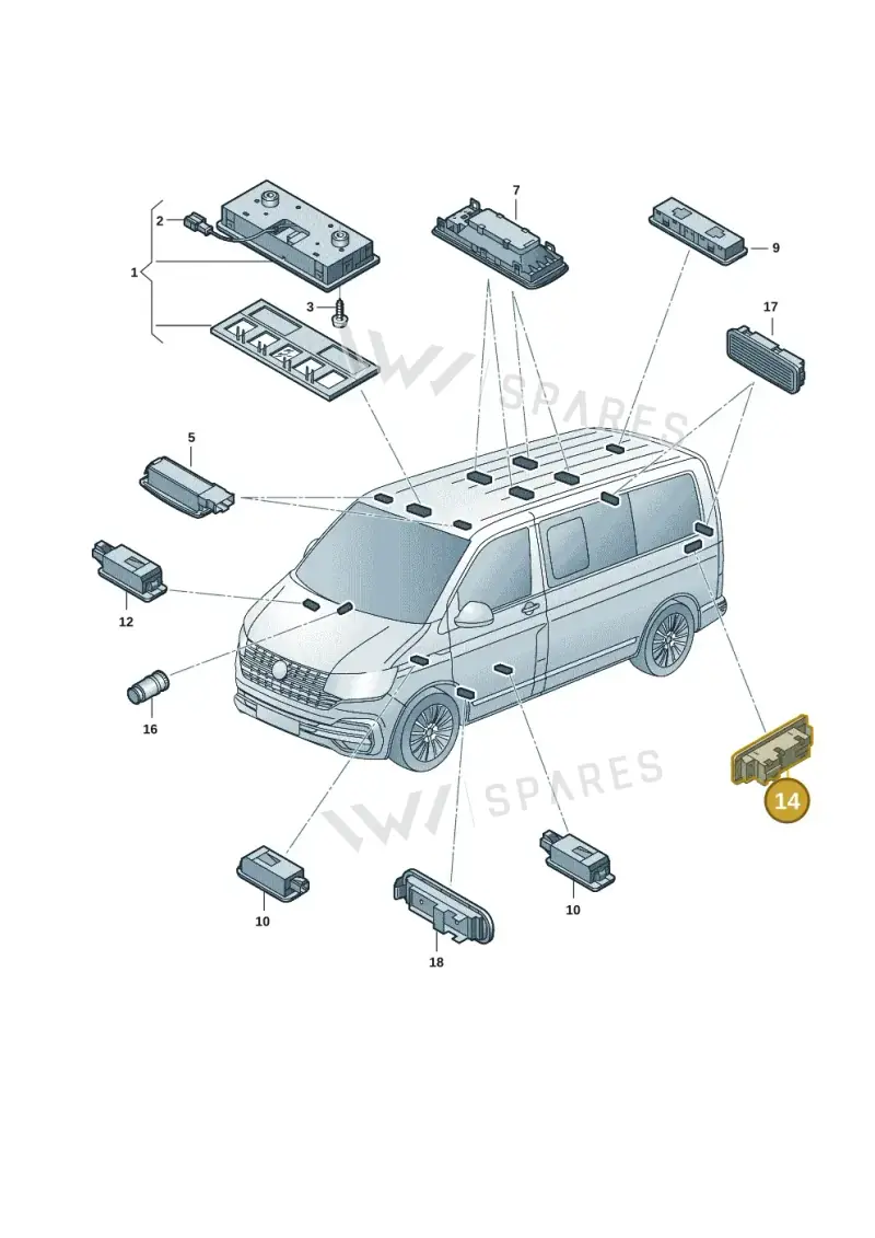 2K5947101B — Volkswagen Transport. multivan (2019-2024) diagram 7em947000, position 14