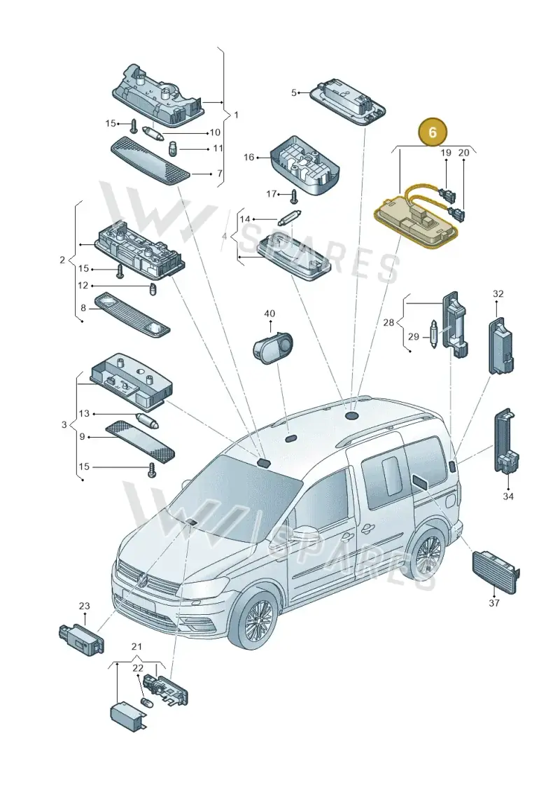 2K5947105A — Volkswagen Caddy (2015-2020) diagram 866947020, position 6
