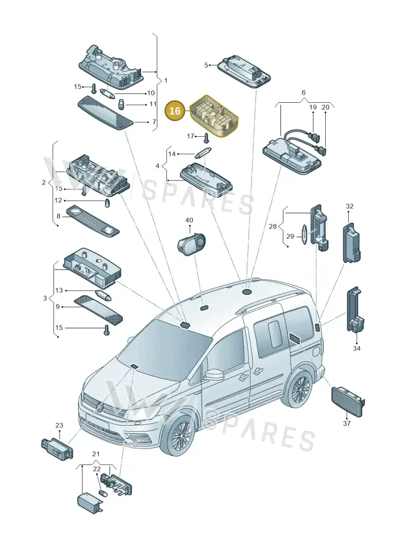 2K5947155Y20 — Volkswagen Caddy (2015-2020) diagram 866947020, position 16