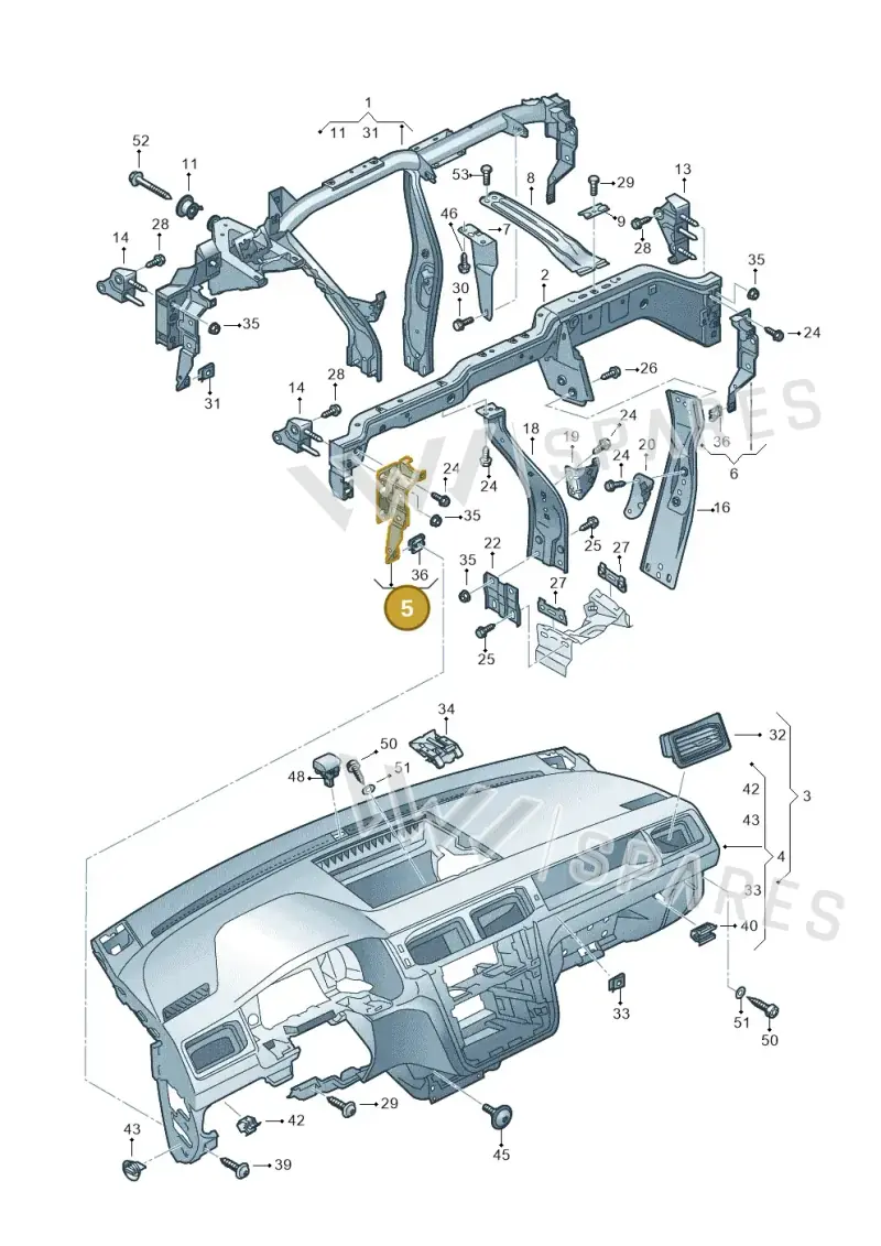 2K6858505B — Volkswagen Caddy kombi (2015-2020) diagram 866857000, position 5