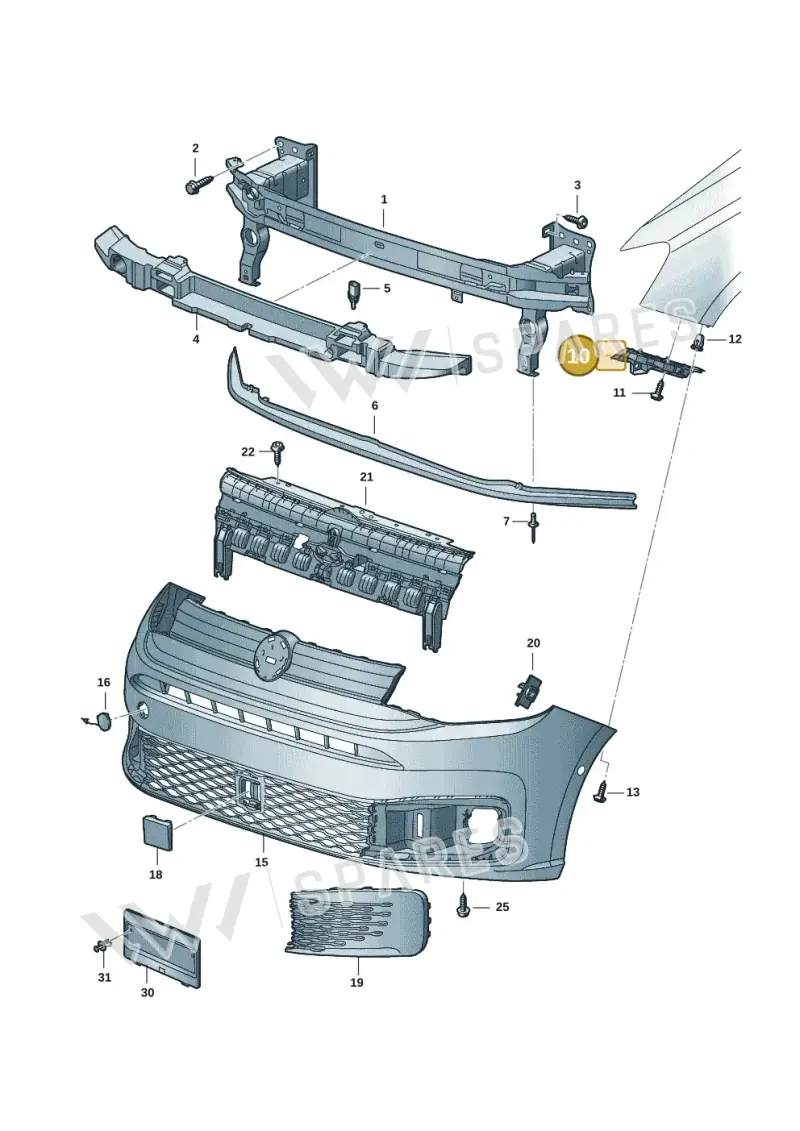 2K7807183 — Volkswagen Caddy Maxi Kombi (2020-2024) diagram 2ka807000, position 10
