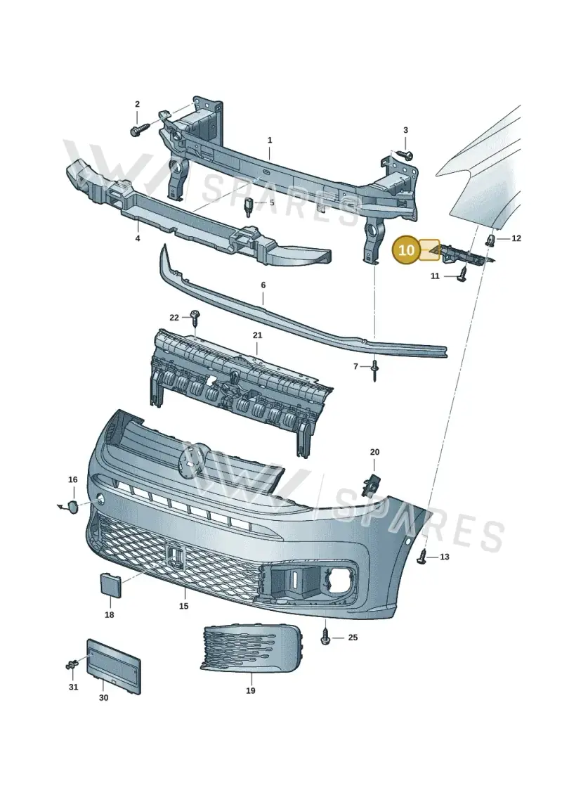 2K7807184 — Volkswagen Caddy Maxi Kombi (2020-2024) diagram 2ka807000, position 10