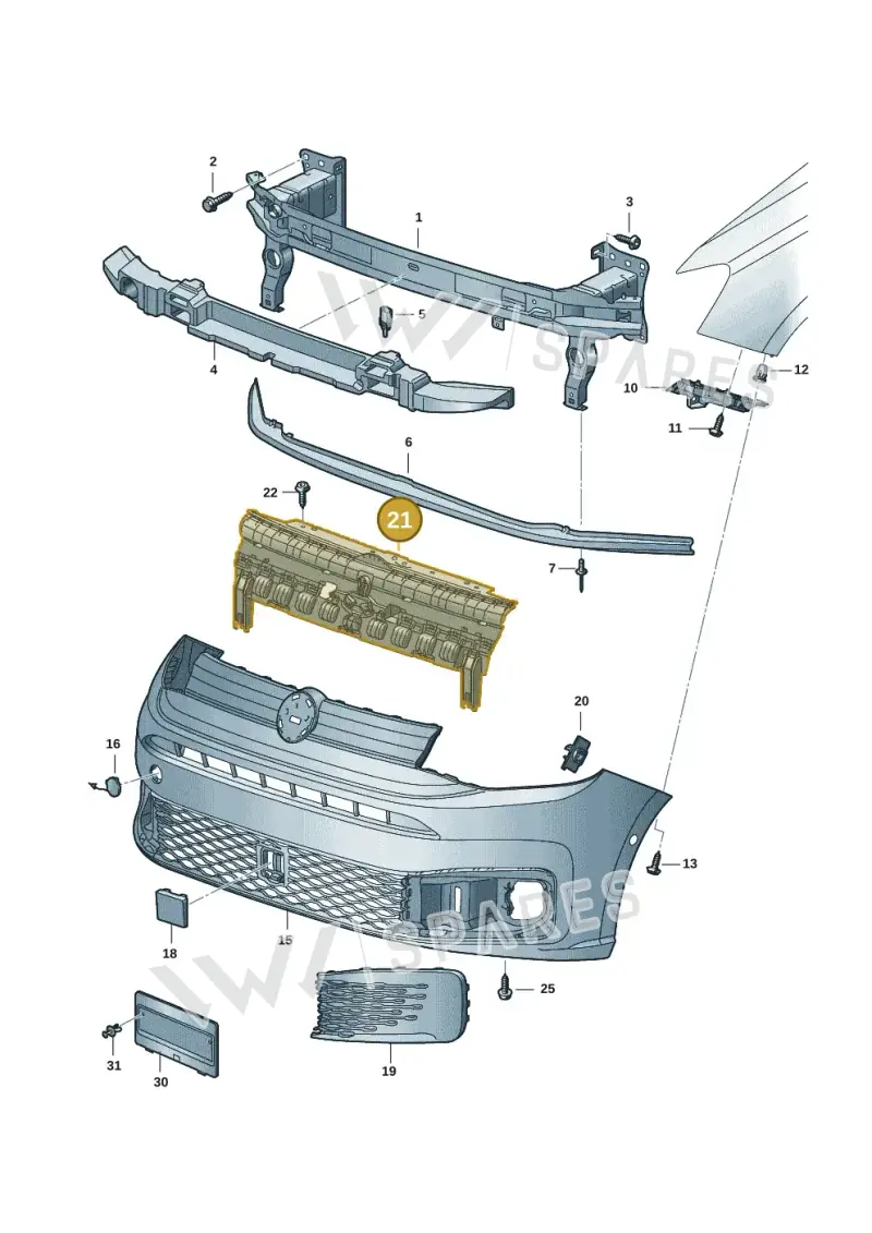 2K7807231E9B9 — Volkswagen Caddy Maxi Kombi (2020-2024) diagram 2ka807000, position 21