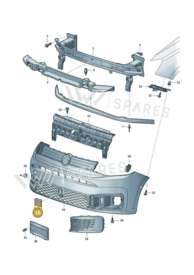 2K7807631B — Volkswagen Caddy Maxi Kombi (2020-2024) diagram 2ka807000, position 18
