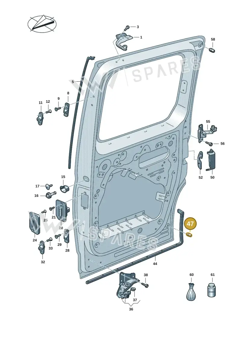 2K7823499 — Volkswagen Caddy Maxi Kombi (2020-2024) diagram 2ka843200, position 47