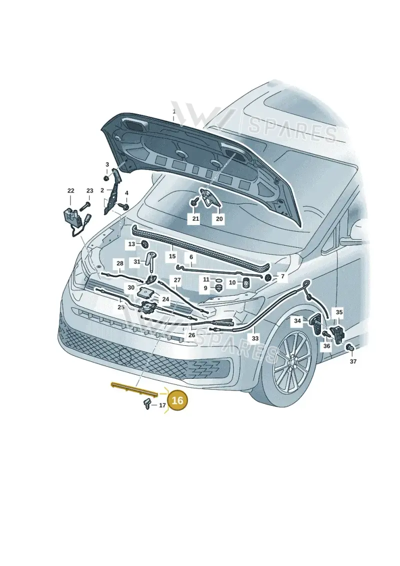 2K7823707 — Volkswagen Caddy Maxi Kombi (2020-2024) diagram 2ka823000, position 16