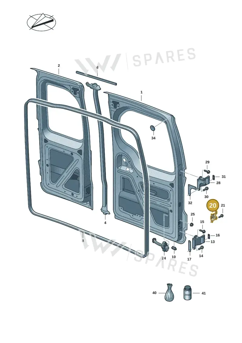 2K7827455B — Volkswagen Caddy Maxi Kombi (2020-2024) diagram 2ka827200, position 20