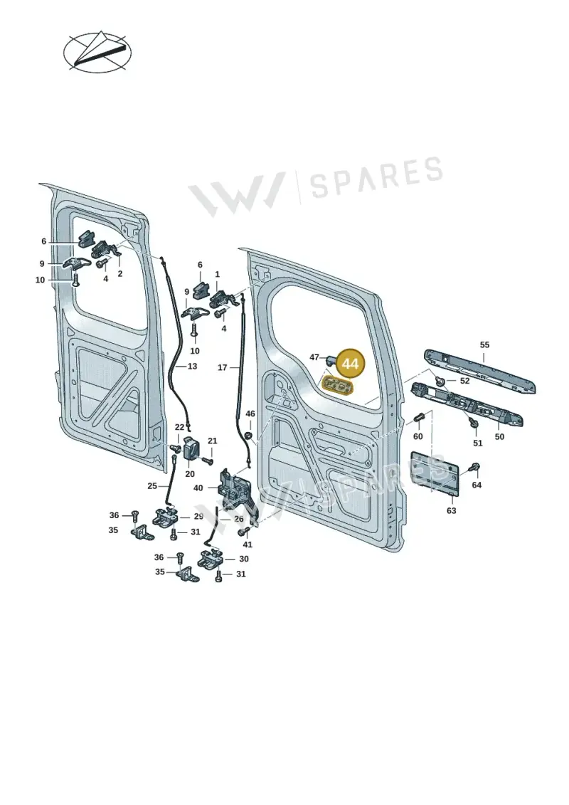 2K7827562C — Volkswagen Caddy Maxi Kombi (2020-2024) diagram 2ka827300, position 44