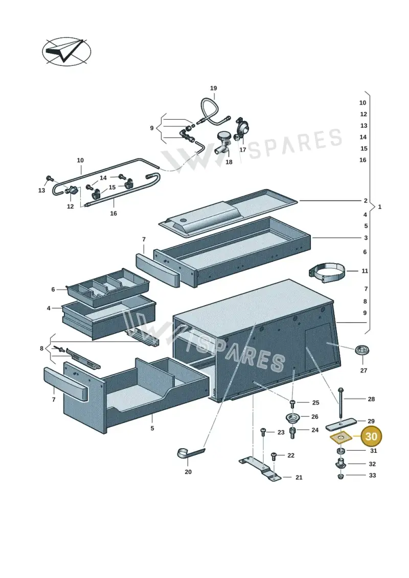 2K7837104 — Volkswagen Caddy Maxi Kombi (2020-2024) diagram 2ka068000, position 30