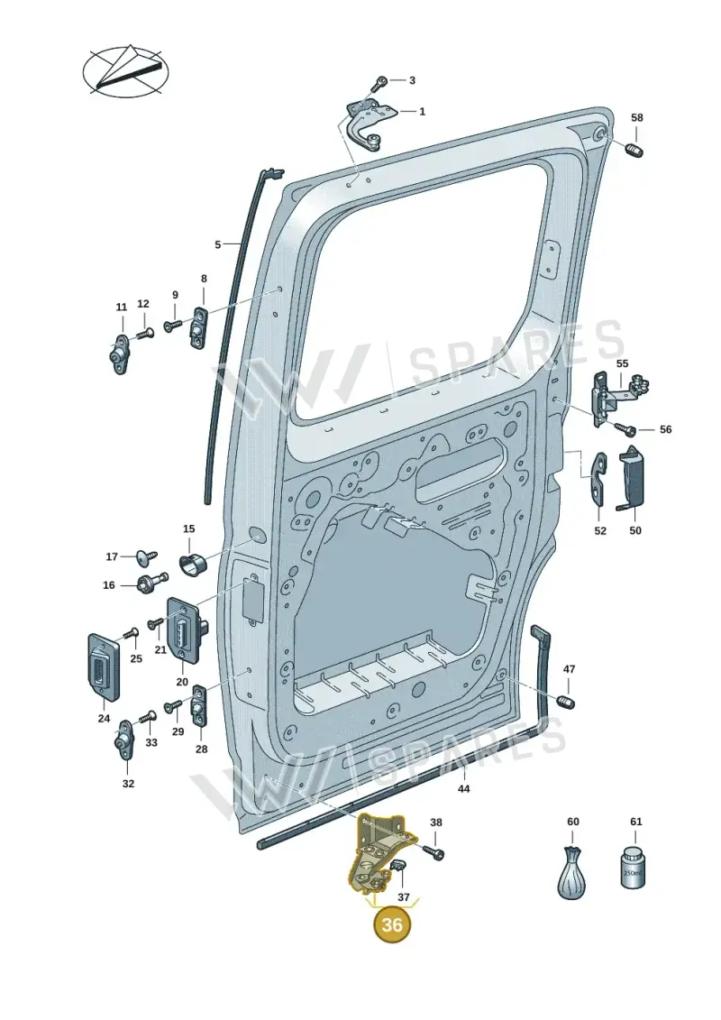 2K7843397B — Volkswagen Caddy Maxi Kombi (2020-2024) diagram 2ka843200, position 36