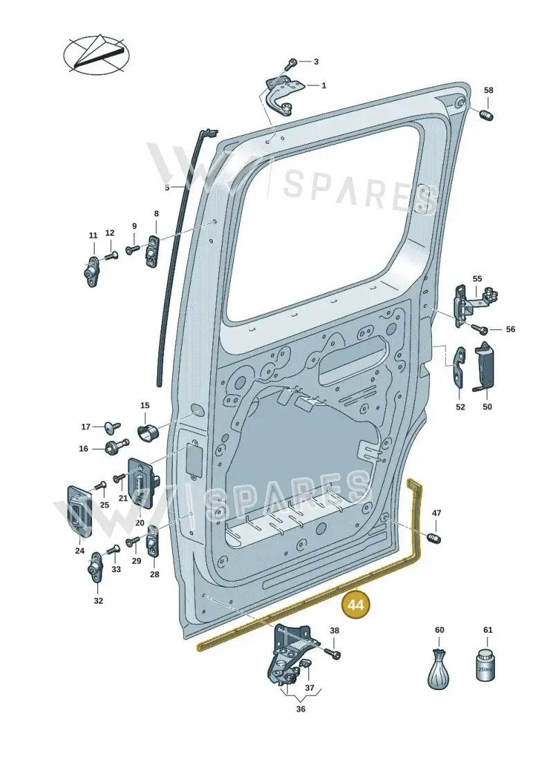 2K7843793A9B9 — Volkswagen Caddy Maxi Kombi (2020-2024) diagram 2ka843200, position 44