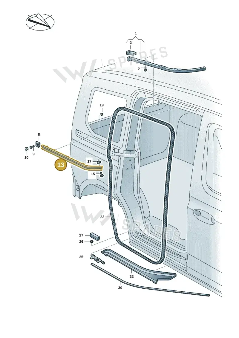 2K7843872J03C — Volkswagen Caddy Maxi Kombi (2020-2024) diagram 2ka843400, position 13