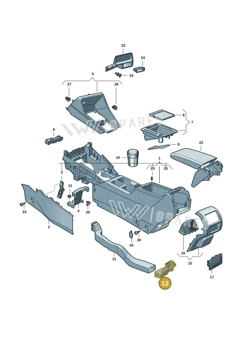 2K7863250 — Volkswagen Caddy Maxi Kombi (2020-2024) diagram 2ka863050, position 12