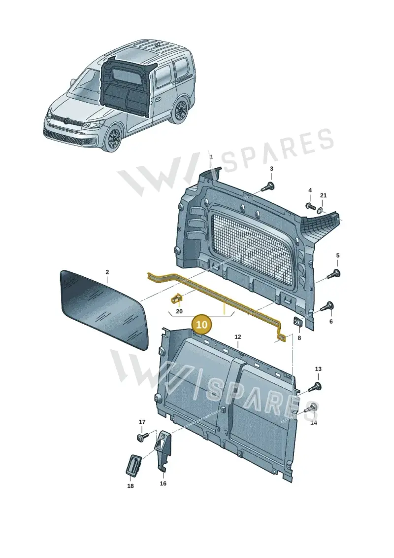 2K7863377B — Volkswagen Caddy Maxi Kombi (2020-2024) diagram 2ka863090, position 10