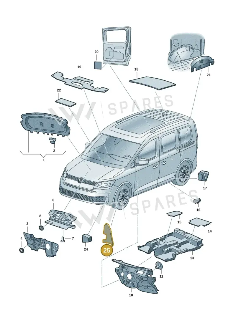 2K7864237A — Volkswagen Caddy Maxi Kombi (2020-2024) diagram 2ka863200, position 25