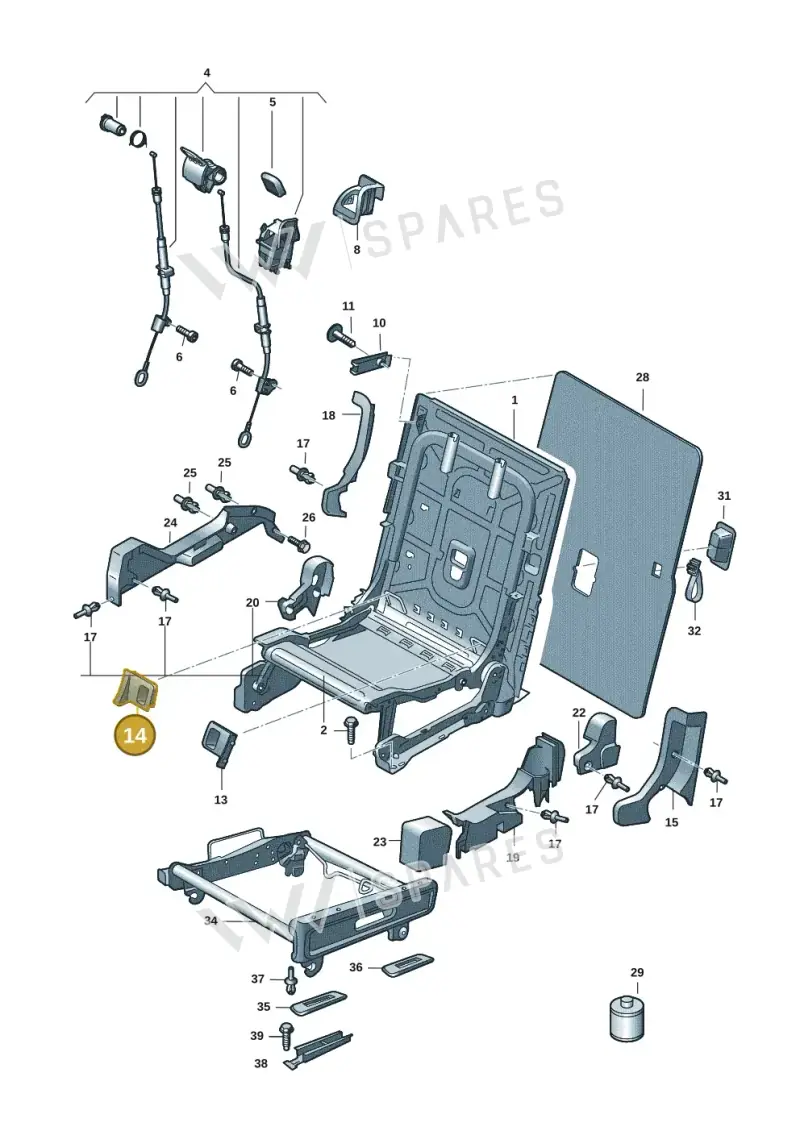 2K788723482V — Volkswagen Caddy Maxi Kombi (2020-2024) diagram 2ka885000, position 14