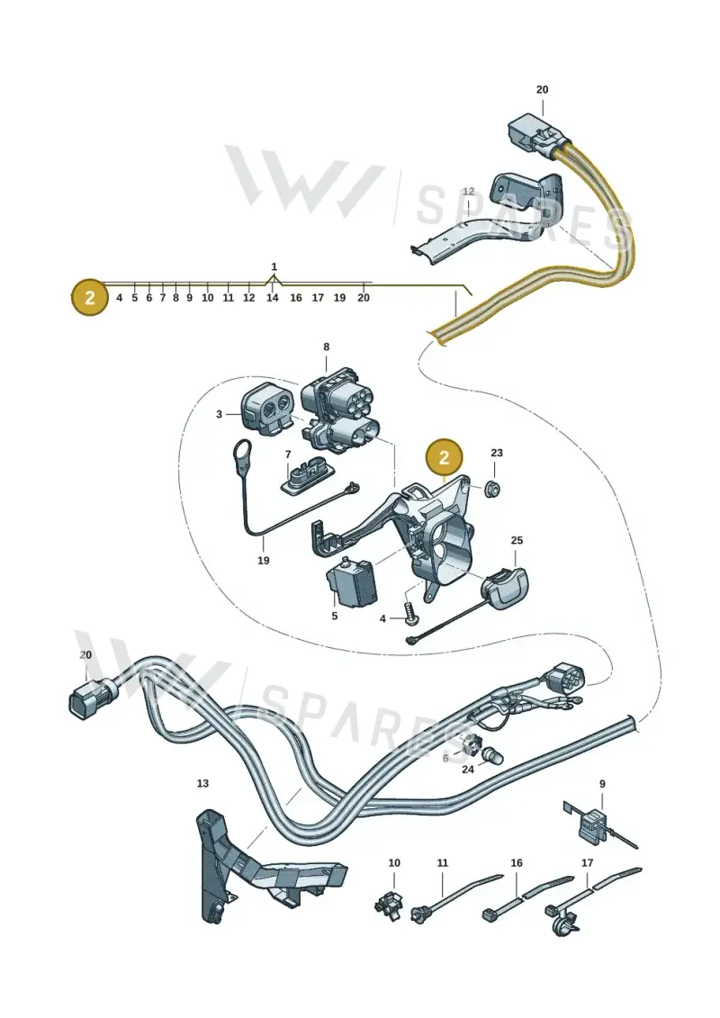 2K7907175A — Volkswagen Caddy Maxi Kombi (2020-2024) diagram 57x970150, position 2