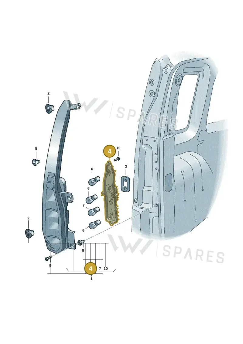 2K7945258 — Volkswagen Caddy Maxi Kombi (2020-2024) diagram 2ka945000, position 4