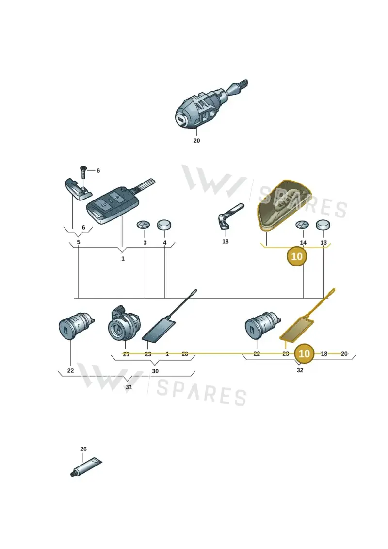 2K7959753LDTC — Volkswagen Caddy Maxi Kombi (2020-2024) diagram 2ka837100, position 10