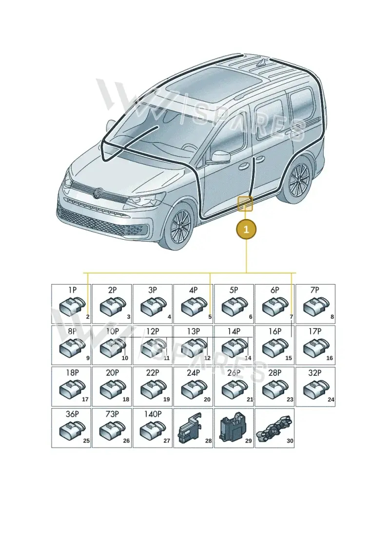 2K7971001 — Volkswagen Caddy Maxi (2020-2025) diagram 2ka971090, position 1