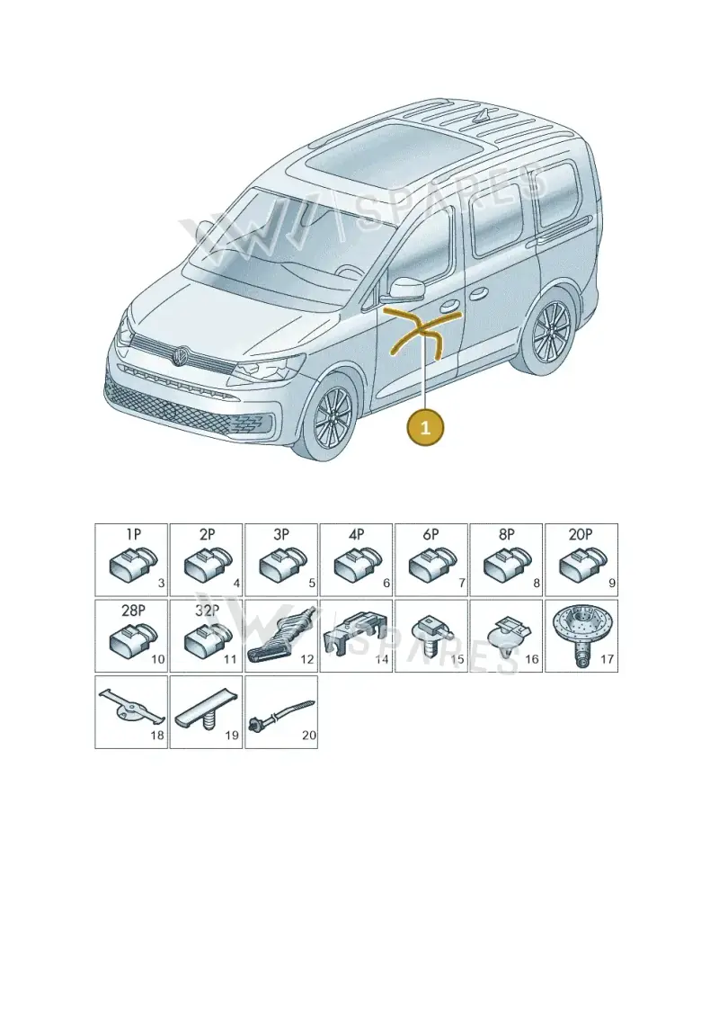 2K8971161BA — Volkswagen Caddy Maxi (2020-2025) diagram 2ka972033, position 1