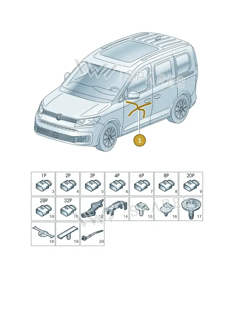 2K9971161S — Volkswagen Caddy Maxi (2020-2025) diagram 2ka972033, position 1