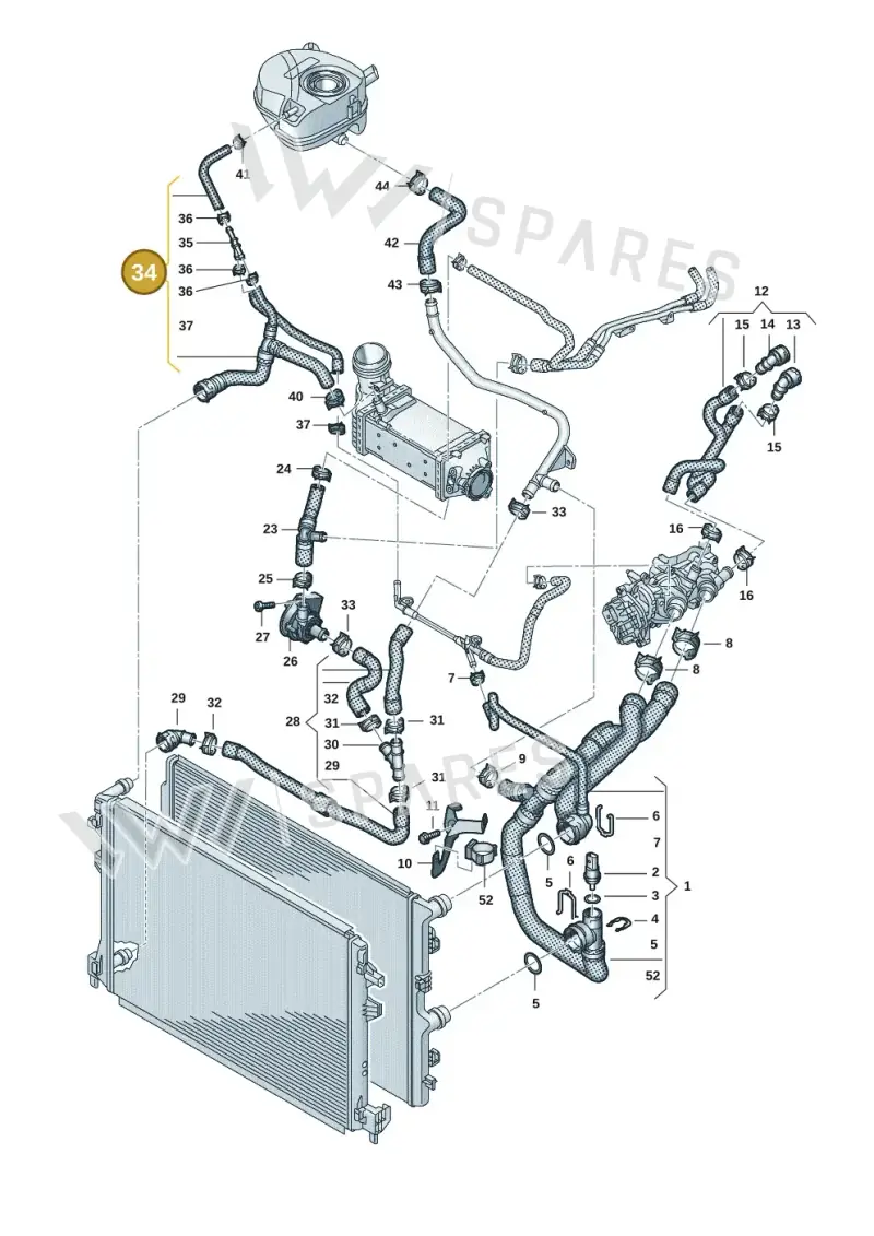 2Q0122101CH — Volkswagen Taigo (2021-2024) diagram 2f0121211, position 34