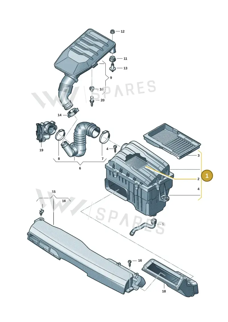 2Q0129607L — Volkswagen Polo 1.0 BlueMotion (2017-2024) diagram 837129005, position 1