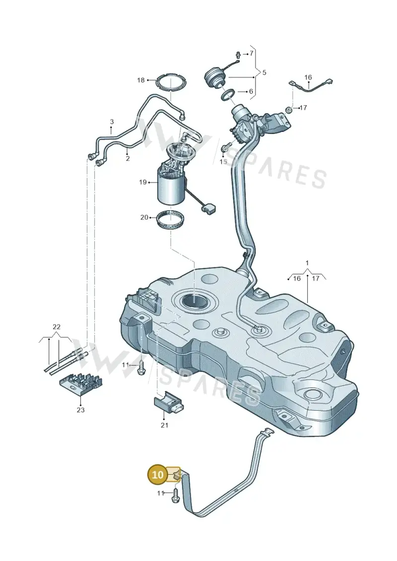 2Q0201655A — Volkswagen T-Cross 1,0 (2018-2024) diagram 837201600, position 10