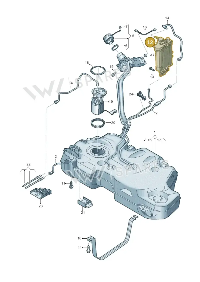 2Q0201801A — Volkswagen Taigo (2021-2024) diagram 587201042, position 12